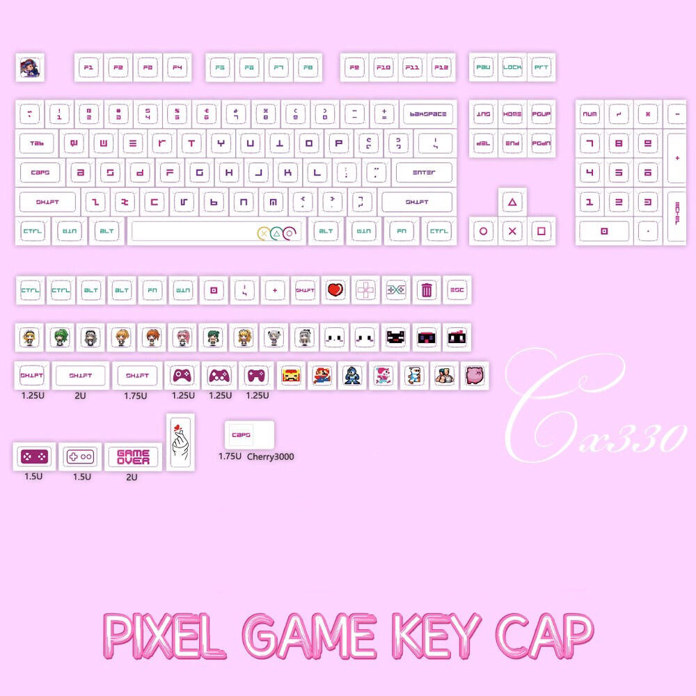 Trendy Video Games 104+48 XDA profile Keycap PBT Dye-subbed Cherry MX Keycaps Set Mechanical Gaming Keyboard